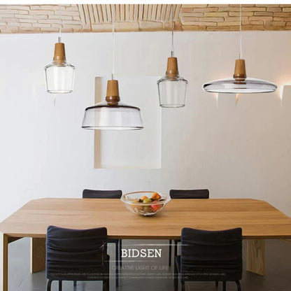 Decorbites™ Glas-Lampenschirm-Hängeleuchte, Holz-Hänge-Suspension, Retro-Amerikanisches Design