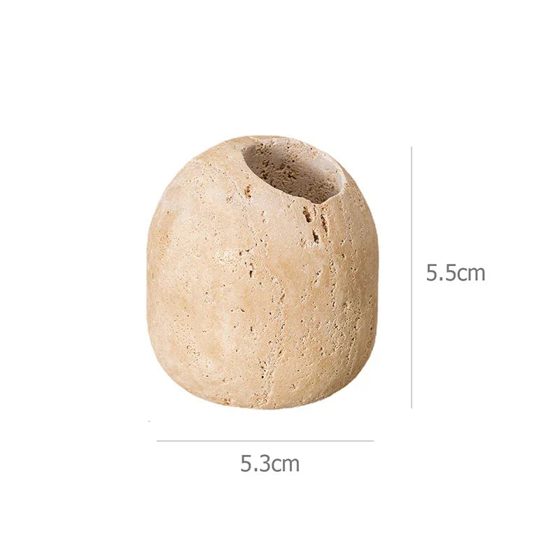 DecorBites™ Beige Travertine Marble Mubkhar Bakhoor Incense Holder Oud Burner