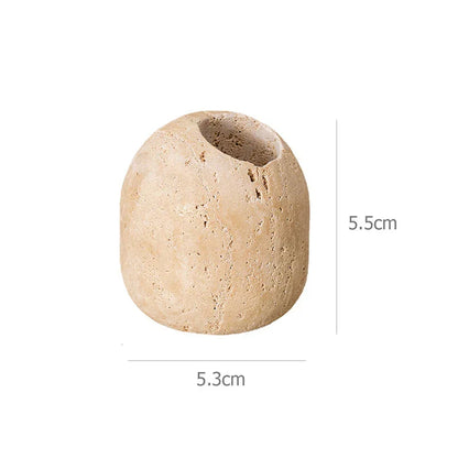 DecorBites™ Beige Travertine Marble Mubkhar Bakhoor Incense Holder Oud Burner