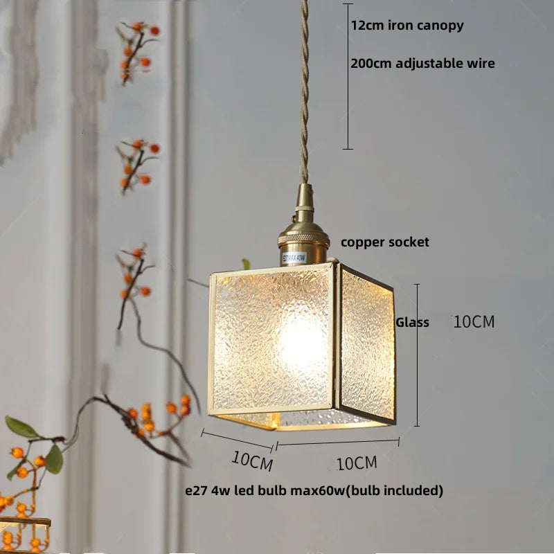 DecorBites™ Glass Brass Pendant Lamp, Adjustable Loft LED Light for Kitchen Bar Balcony