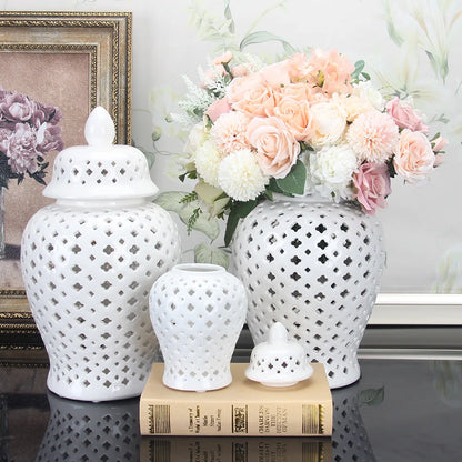 Decorbites™ Golden Ceramic Ginger Jar Heimdekoration Vase Topf Blumenarrangement Aufbewahrungsgefäß