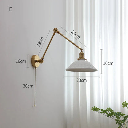 DecorBites™ Copper Swing Arm Wall Lights Sconce Up Down LED Modern Ceramic Lampshade