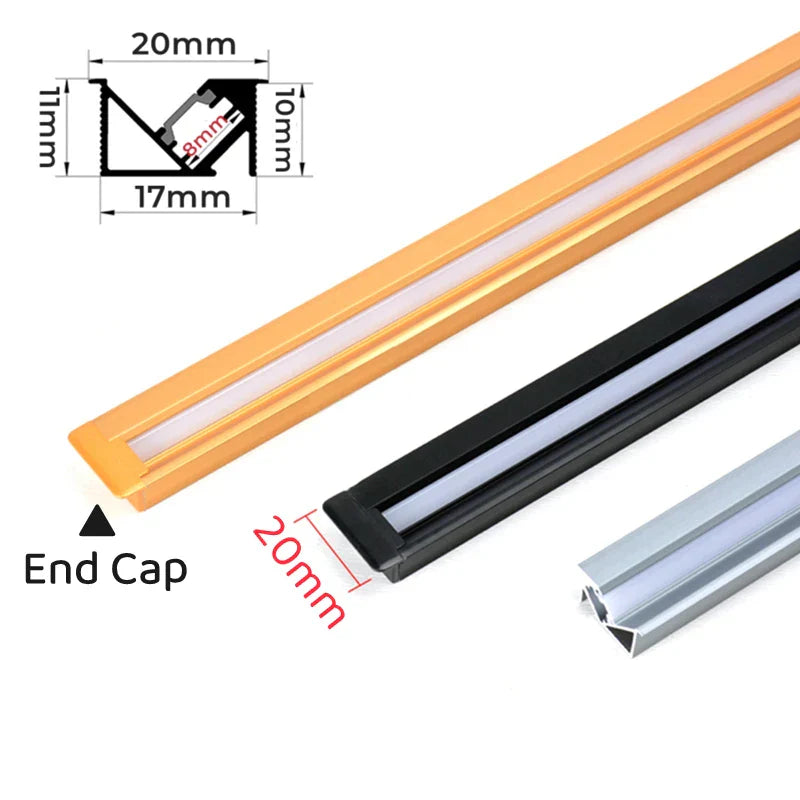 Decorbites™ Unsichtbares LED-Aluminiumprofil mit Milchglasabdeckung für Beleuchtung von Küchenschränken und Regalen