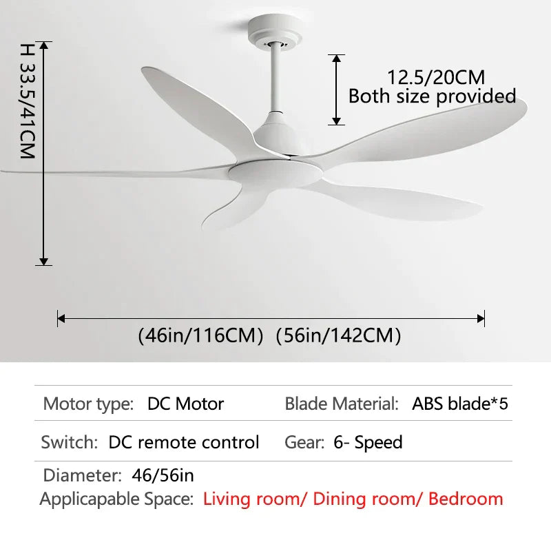 Decorbites™ 56-Zoll Deckenventilator: Modern, Fernbedienung, Kommerziell, Büro, Industrie, Lampenloser Elektroventilator