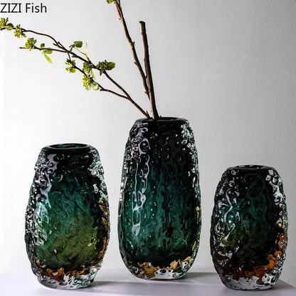 Decorbites™ Deep Green Glass Vase: Elegante Hydroponik-Blüten Tischdekoration