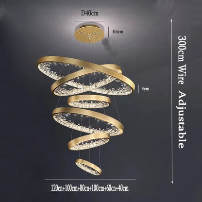 DecorBites™ Crystal LED Chandelier Circle Hanging Lamp - Modern Luxury Dimmable Lighting