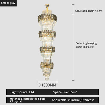 Decorbites™ Elegante Kristall-Hohl-Lang-Lüster für Duplex-Wohnzimmer und Treppenhaus