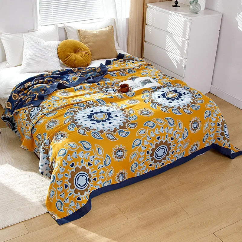 Decorbites™ Boho-Mandala-Baumwolldecke für den Sommer – Doppelseitige weiche Wurfdecke für Betten, Sofas