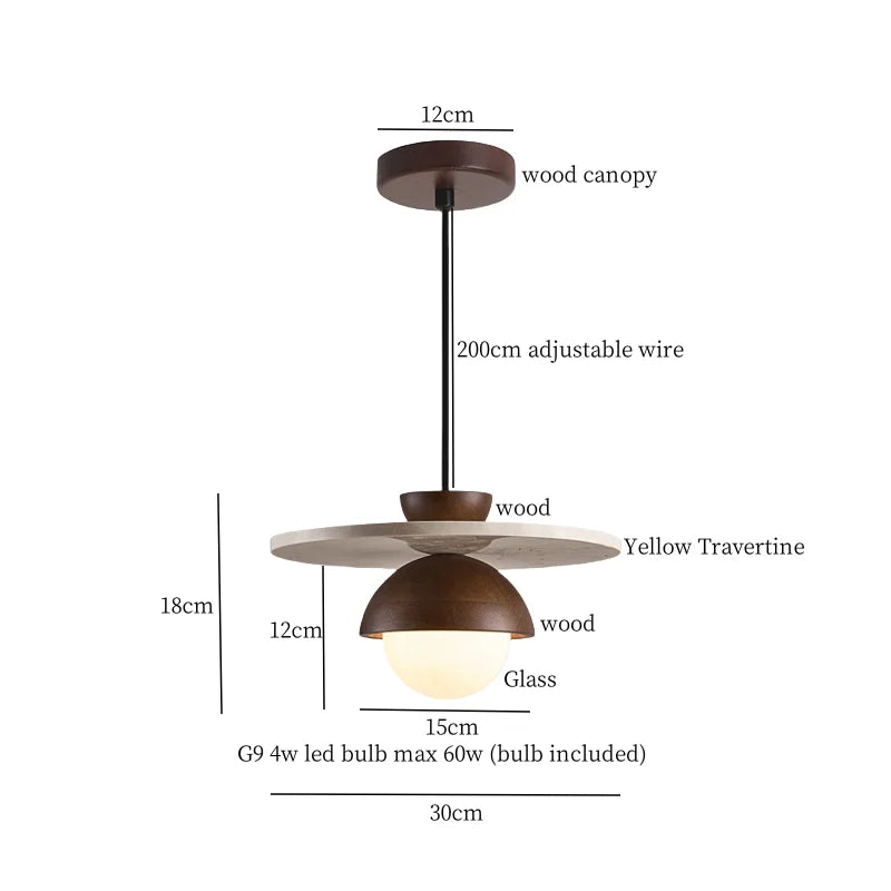 Decorbites™ Glas-Kugelleuchte LED-Hängeleuchte Vintage Gelber Travertin Hanglampe