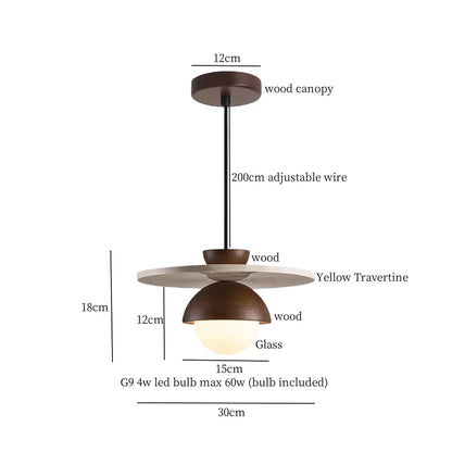 Decorbites™ Glas-Kugelleuchte LED-Hängeleuchte Vintage Gelber Travertin Hanglampe