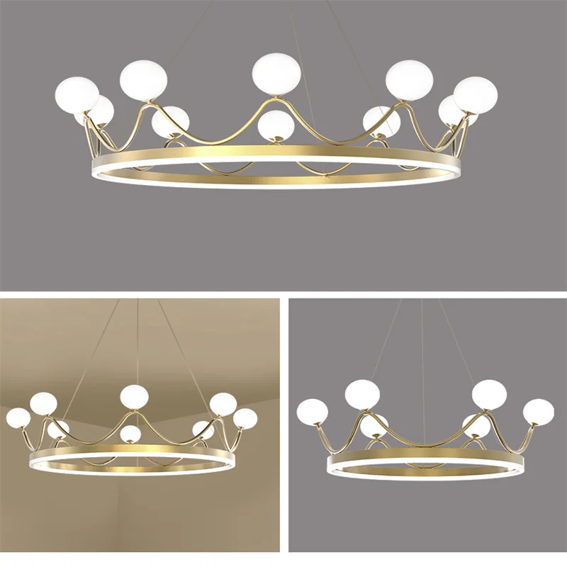 DecorBites™ Crown Design Gold Chandelier for Living Room Kids Bedroom
