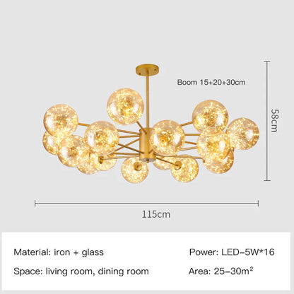 Decorbites™ Gold Star Glas-Kugelleuchte: Moderne nordische LED-Kronleuchter für die Hausdekoration