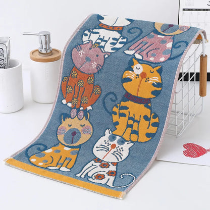 Decorbites™ Kawaii-Cartoon-Katzen Gaze-Baumwoll-Handtuch - Set aus 3