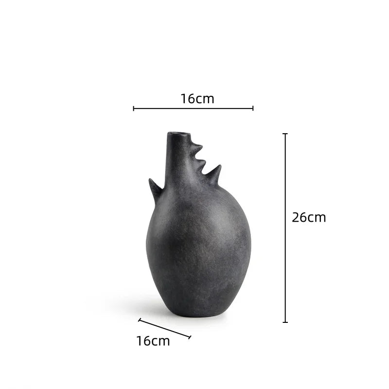 DecorBites™ Geometric Stoneware Vase Vintage Art Craft Home Decor Ornaments