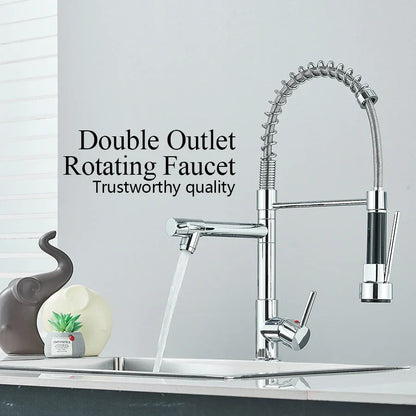 Decorbites™ Duale Auslauf Messing-Küchenarmatur mit 360° Drehung - Chrom