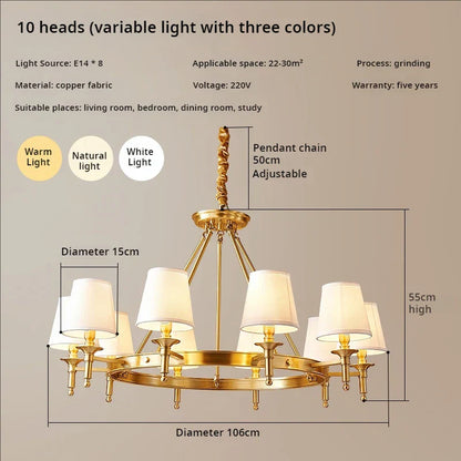 DecorBites™ Copper American Chandelier: Luxury Modern Living Room, Dining Room, Bedroom Light