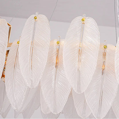 Feather Glass Gold Pendant Light