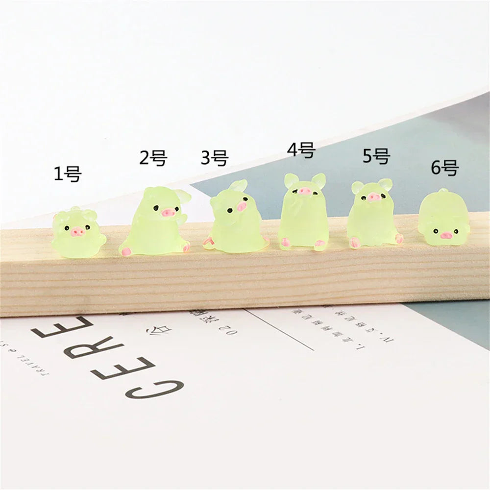 Decorbites™ Kawaii-Schweinchen-Miniaturen Terrarien-Figuren 6 Stk. Bastelarbeiten Heimdekoration