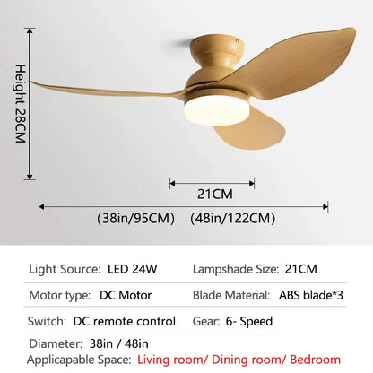 Decorbites™ 48" Schwarzer Deckenventilator mit niedrigem Bodenabstand, modernem Design und LED-Licht