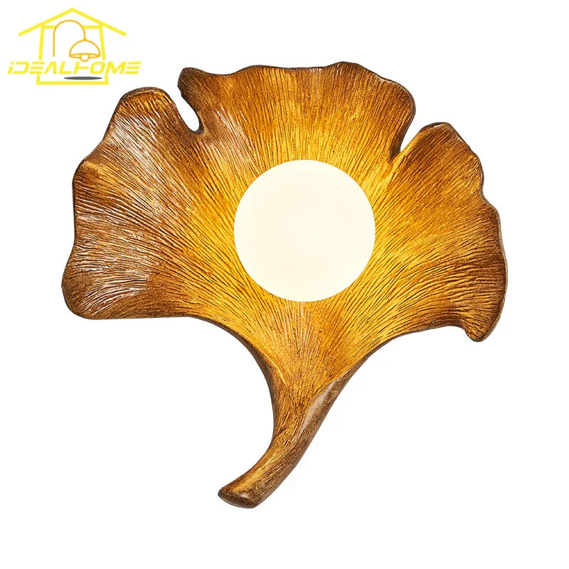 Decorbites™ Ginkgo-Biloba-Harz-Wandleuchte LED-Kunst-Dekoration für Schlafzimmer & Wohnzimmer