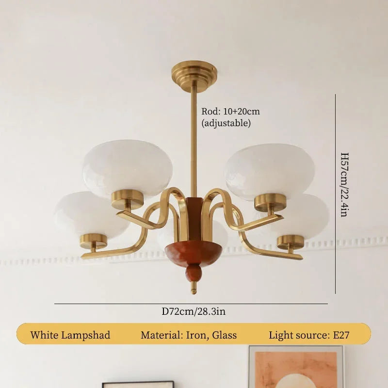 DecorBites™ Cream Glass Pendant Chandelier for Home Decor