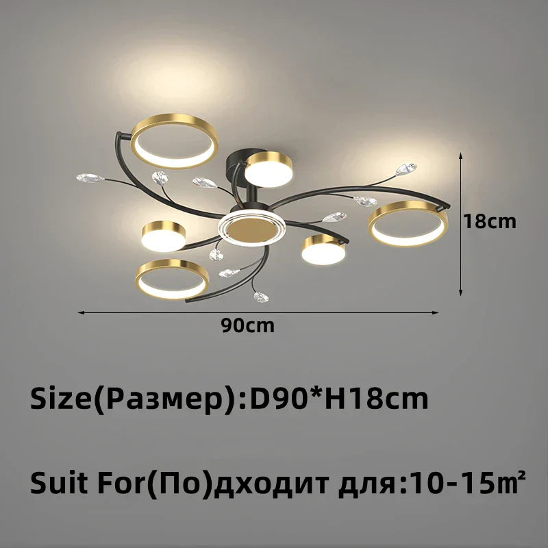 Gold Crystal LED Chandelier K9 12-Head