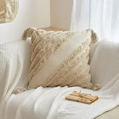 DecorBites™ Geometric Tufted Tassel Cushion Cover 30x50cm/45x45cm
