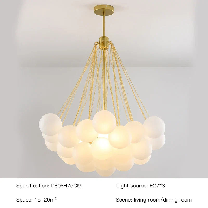 Decorbites™ Frostglas-Kugel-LED-Kronleuchter in Gold/Schwarz für Esszimmer & Schlafzimmer