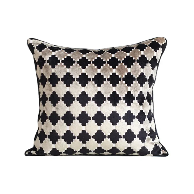 Decorbites™ Dunkelorange Geometrische Blütenblätter Leder-Patch Lendenkissenbezug Luxus-Hülle