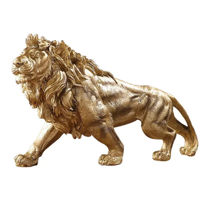 DecorBites™ Golden Lion King Resin Statue Ornament for Home Office Desktop Decoration