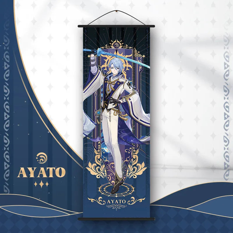 Genshin Impact Scroll Canvas Painting Columbina Sandrone Flins Home Decor Wall Hanging Anime Poster Wall Art Room Decoration