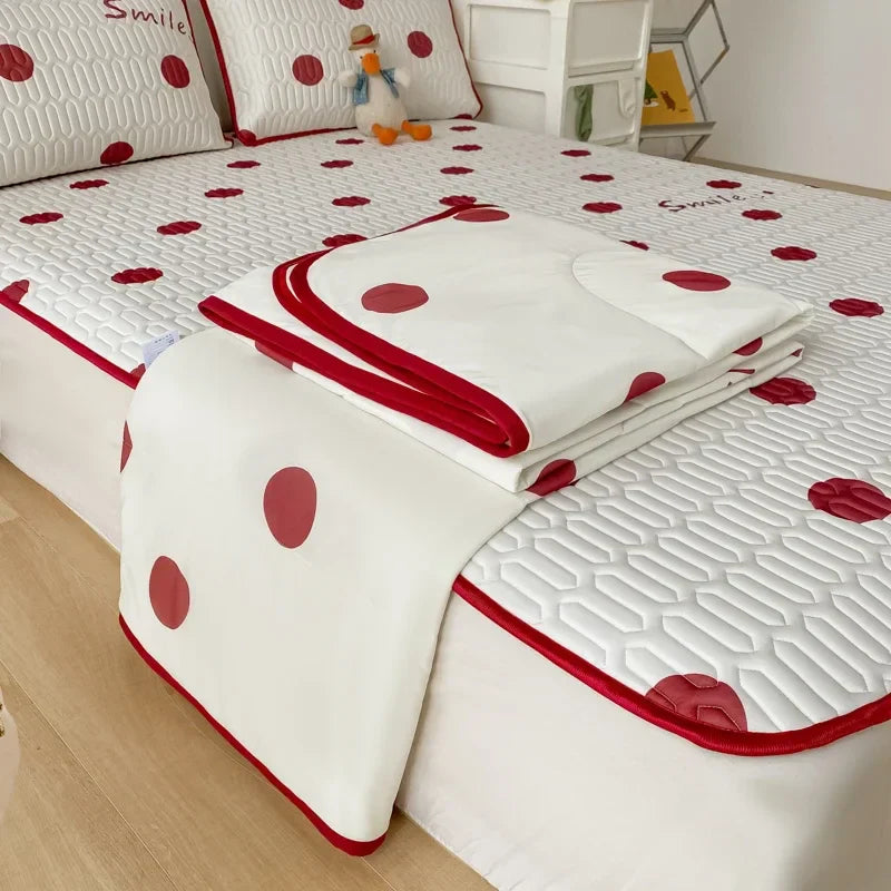 DecorBites™ Double-Sided Cool Comforter Set: Ice Silk Duvet, Fitted Sheet, Pillowcase