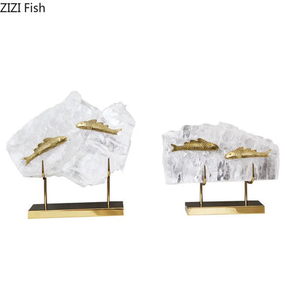 Decorbites™ Golden Fish Kristall-Ornament Heimdekoration Metallstatue
