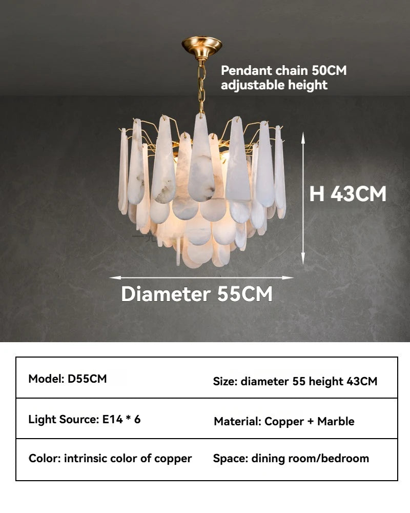 Französisches Marmor-Hängeleuchte Modern Kupfer E14 LED Wassertropfen-Kronleuchter für Wohnzimmer Esszimmer Schlafzimmer Heimdekoration Leuchten