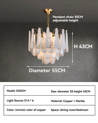 Französisches Marmor-Hängeleuchte Modern Kupfer E14 LED Wassertropfen-Kronleuchter für Wohnzimmer Esszimmer Schlafzimmer Heimdekoration Leuchten