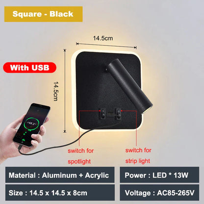 Decorbites™ verstellbare 10W Wandleuchte mit Schalter – Hotel, Schlafzimmer, Studierzimmer, Lesen