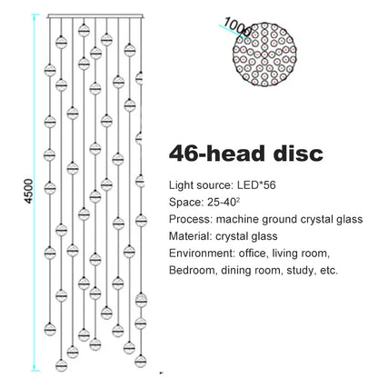 DecorBites™ Crystal Ceiling Chandelier for Staircase & Hallway, Elegant Long Cable Pendant Light