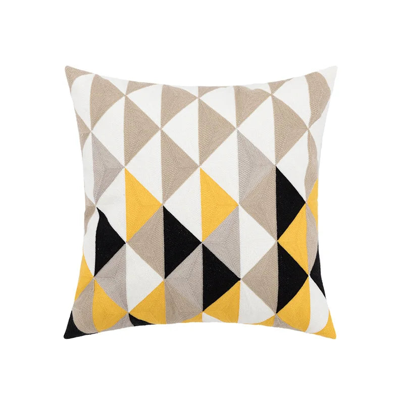 Decorbites™ Daisy Gelb Blumen Geometrisches Kissenbezug - Weiches Gemütliches Stickerei für das Wohnzimmer