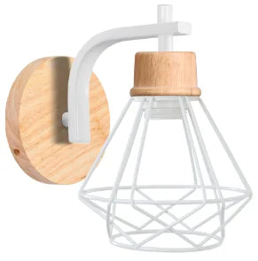 Decorbites™ Industrielle LED Holz Wandlampe E27 Retro Nachttischlampe Vintage Innenbeleuchtung