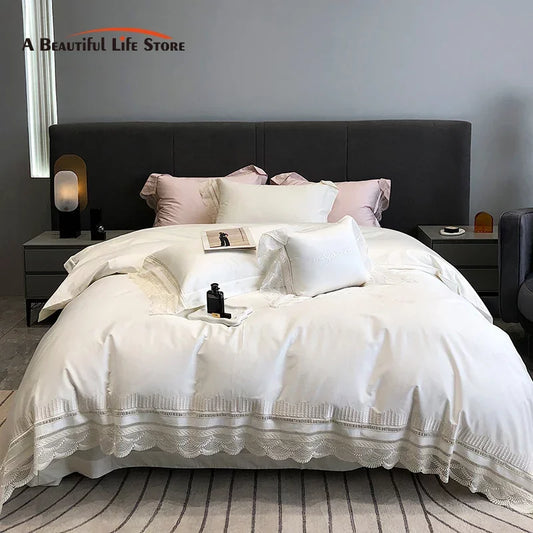 Decorbites™ Spitzen-Volant-Bettwäsche-Set, 1000TC ägyptische Baumwolle, luxuriöser Prinzessinnen-Stil