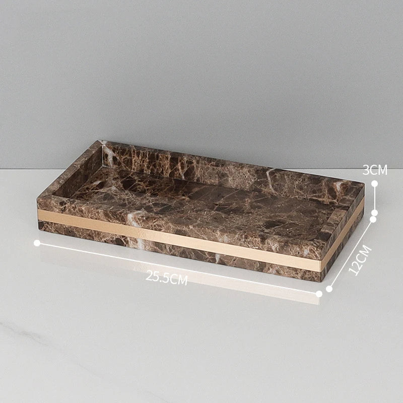DecorBites™ Emperador Dark Marble Bathroom Set: Toothbrush Holder, Soap Dispenser, Luxury Accessories