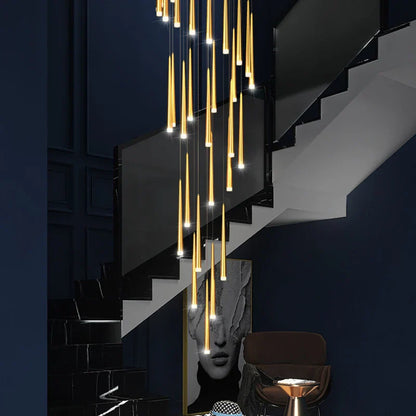 DecorBites™ Golden LED Tapered Chandelier for Modern Living Room & Kitchen Lighting