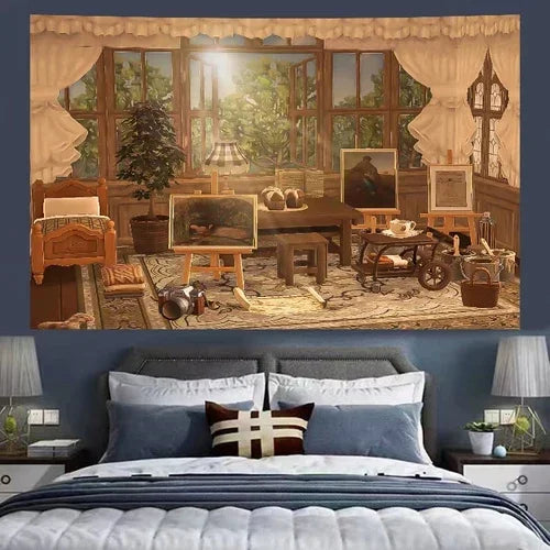DecorBites™ Cozy Retro Cottage Wall Tapestry for Bedroom Decor Room Dorm Hanging Cloth