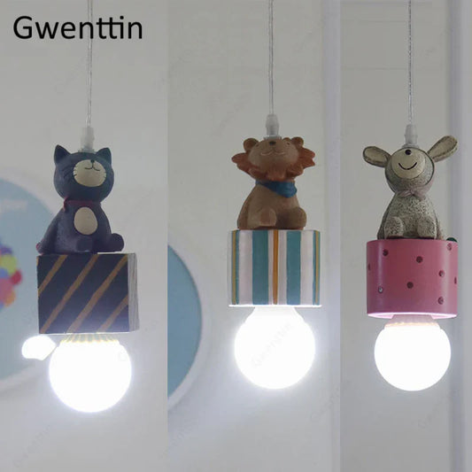 Decorbites™ Kinder-Tieranhängerlampe: Hase Löwe Katze LED-Deckenleuchte