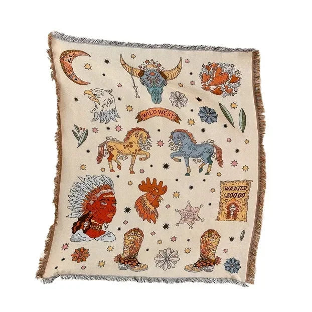 DecorBites™ Double-sided Ethnic Tapestry Sofa Blanket