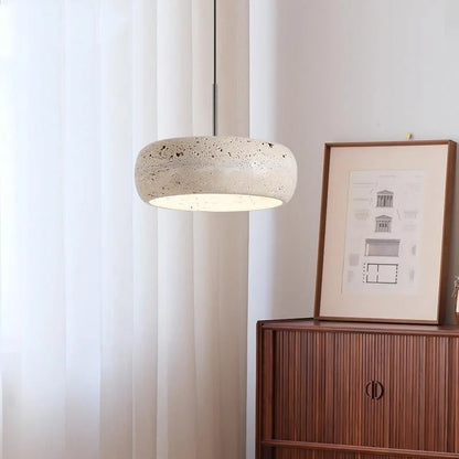 Decorbites™ LED-Hängeleuchte aus Schwarz-Eisen Wabi Sabi - Gelber Travertin