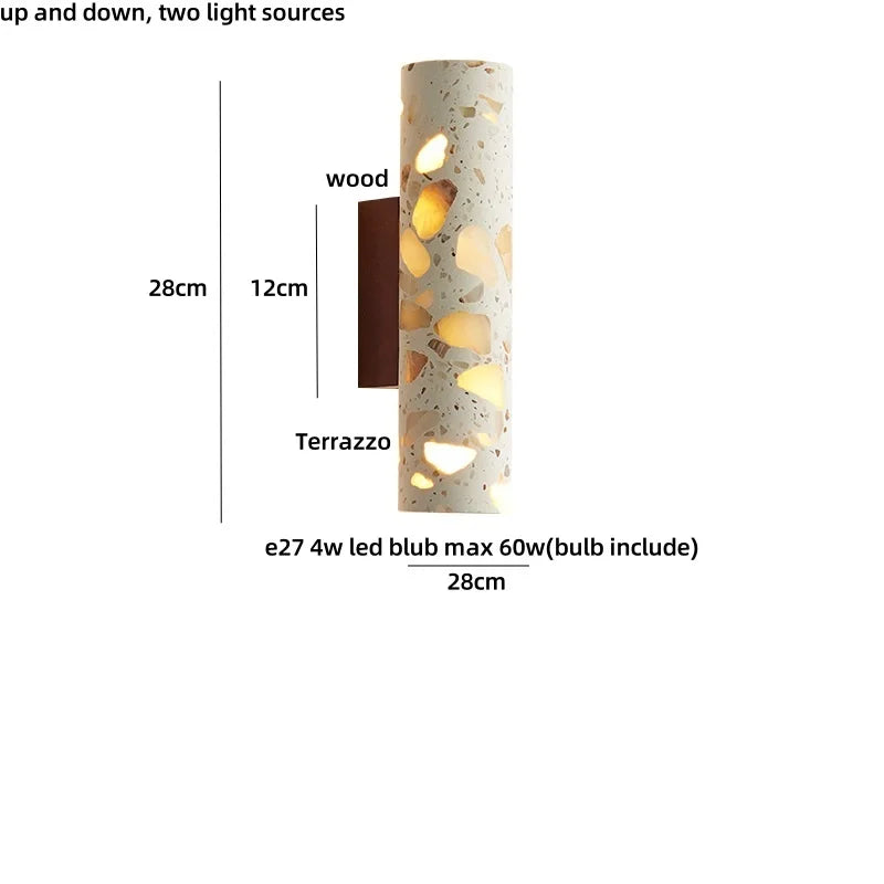 Decorbites™ LED-Wandleuchten für Esszimmer, Treppe, Schlafzimmer, Stein, Terrazzo, Holz – Wabi-Sabi-Ästhetik