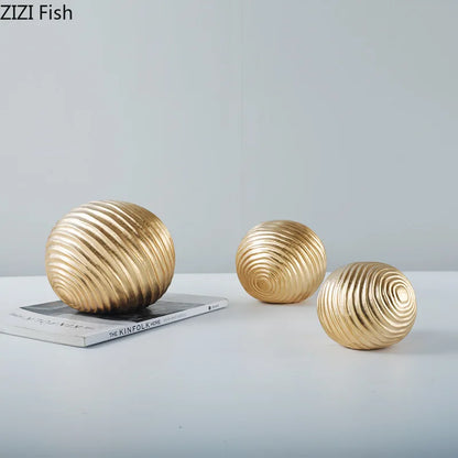 Decorbites™ Golden Wave Ball Desk Ornament, abstrakte Kunstskulptur für die Raumästhetik