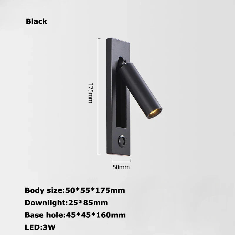 Decorbites™ LED-Wandleuchte mit Schalter, USB-Anschluss, drehbar – Leselampe für das Schlafzimmer
