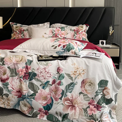 Decorbites™ Ägyptische Baumwoll-Blumen-Bettwäsche-Set, Luxus 1000TC Daunendeckelbezug, Laken, Kissenbezüge